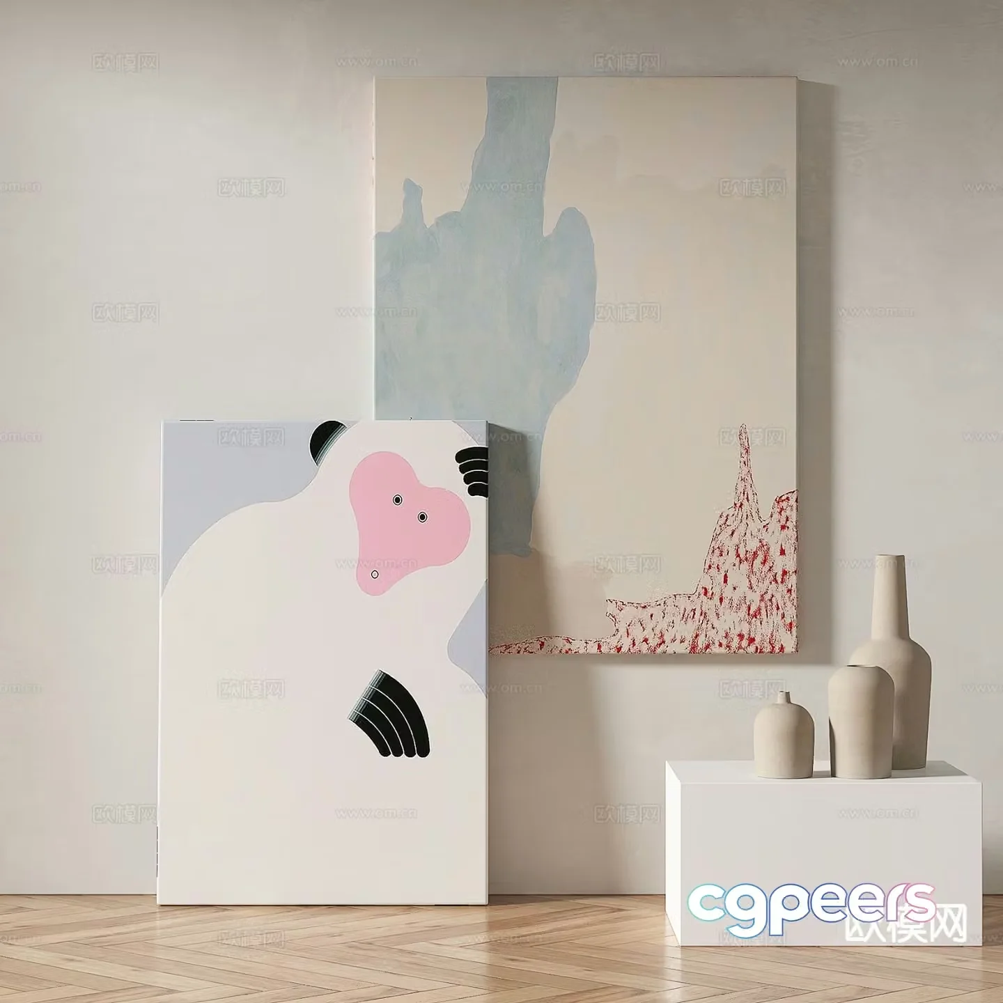 Modern cartoon painting decorative painting 3d model