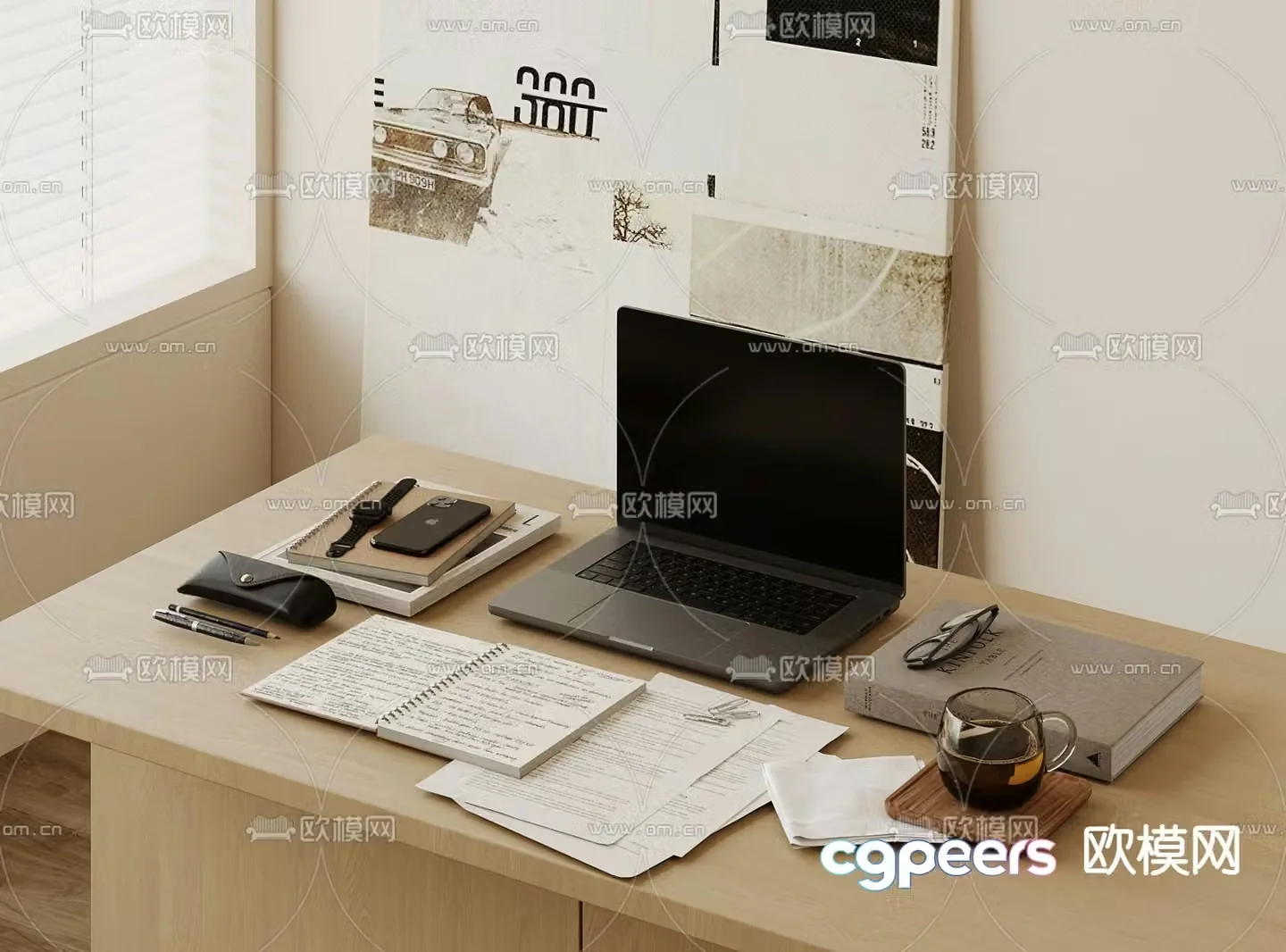 office supplies computer books 3d model