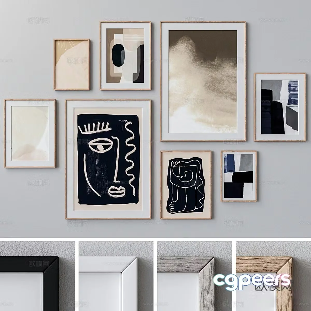 Modern hanging painting photo wall 3d model