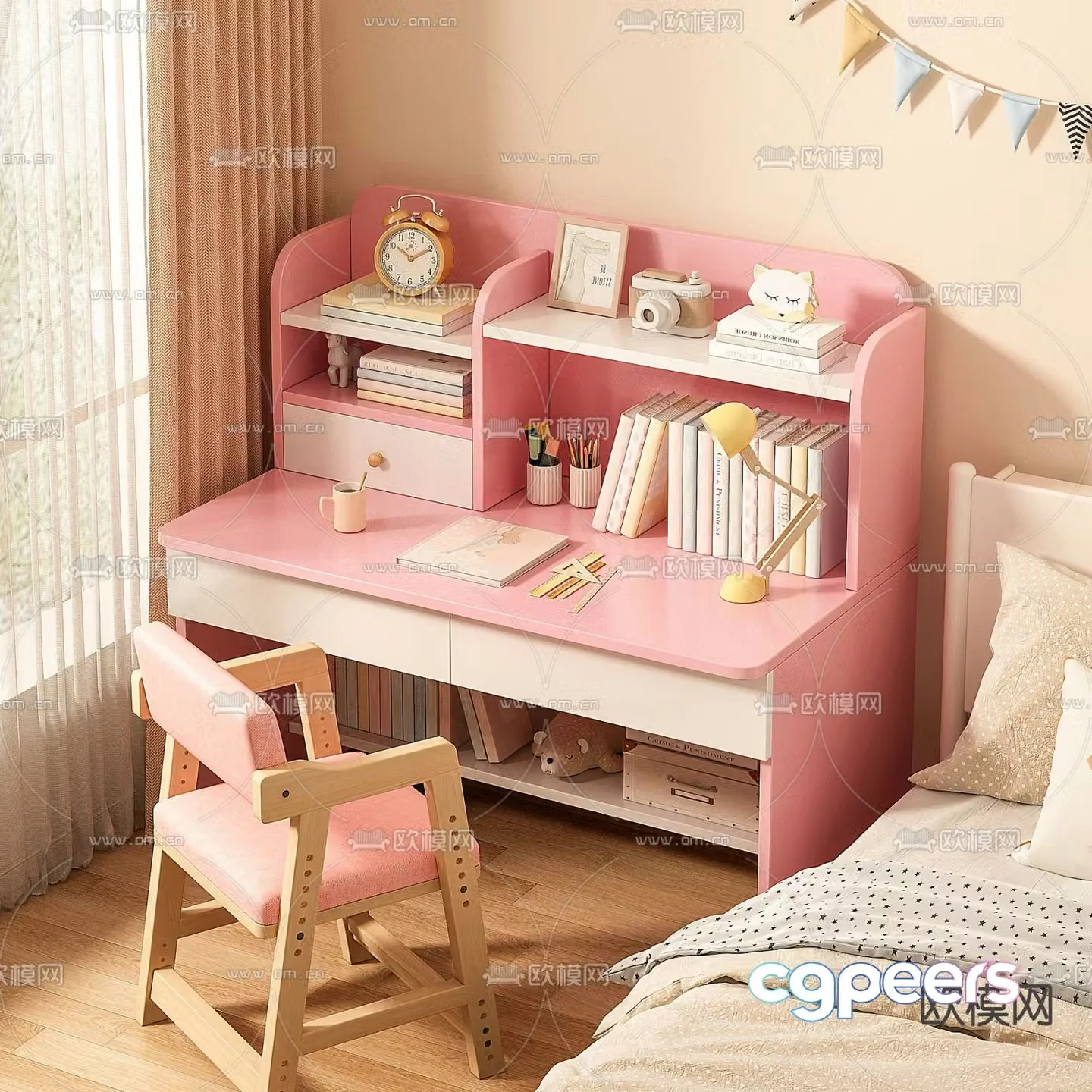 Children’s desk study table writing desk 3d model