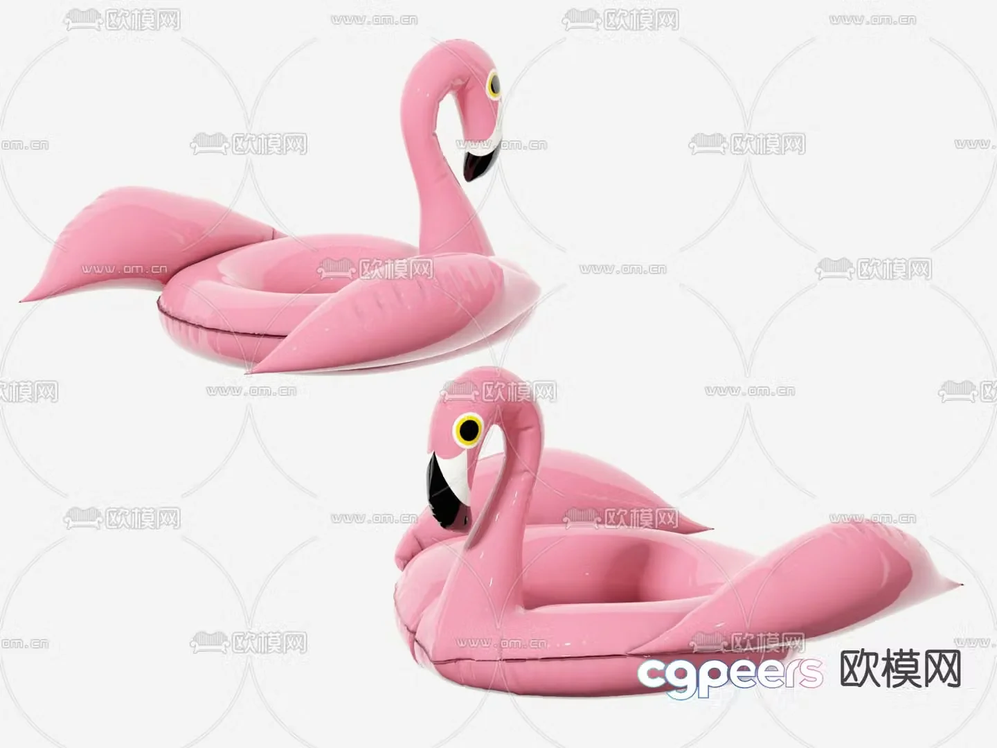 Modern flamingo swimming ring 3d model