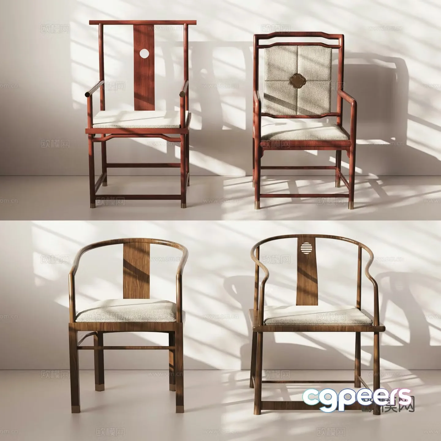 New Chinese style chair single chair Taishi chair 3d model