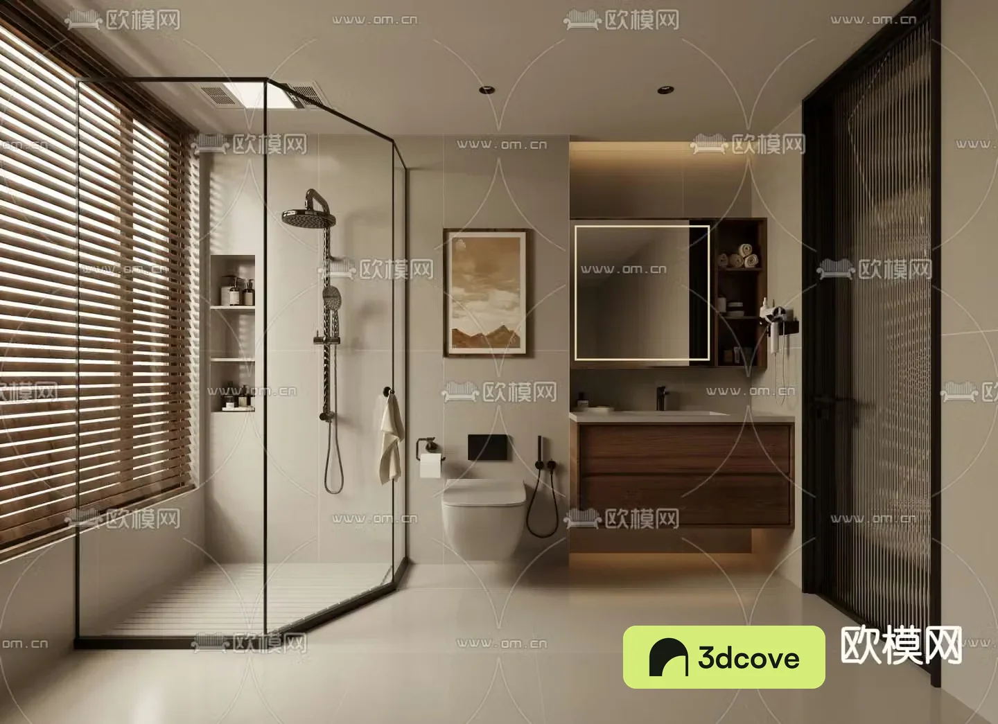 Middle style bathroom 3d model