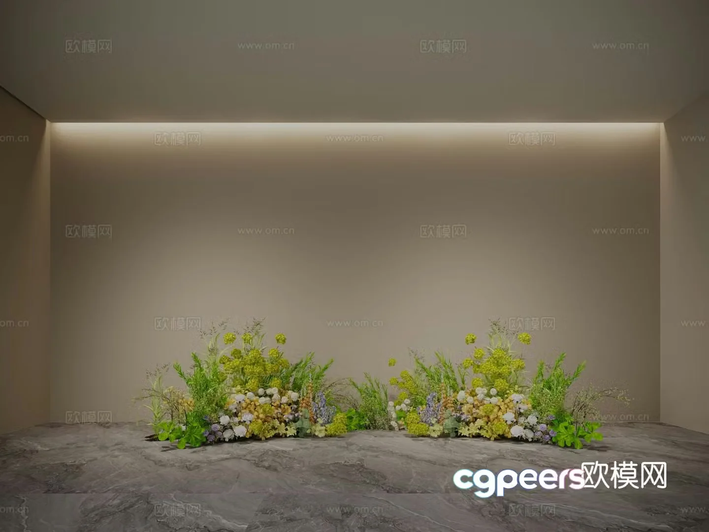 Plant pile wedding floral display hydrangea green plant 3D model