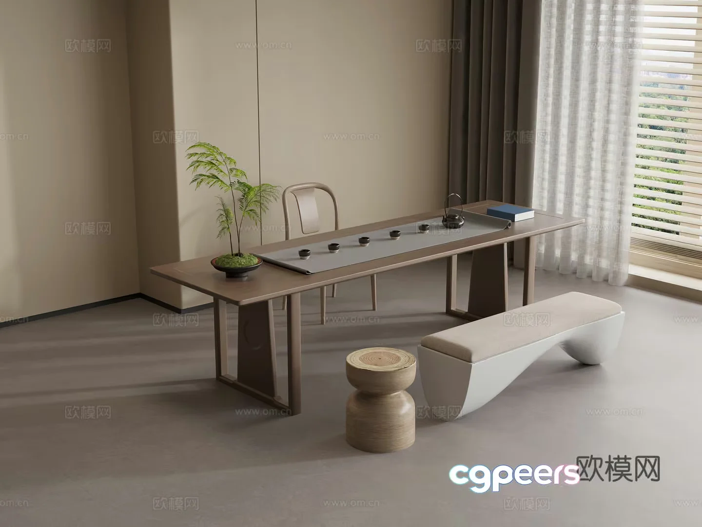 Modern Asian-Inspired Interior Design 3D Model – 10542 – VRAY Render