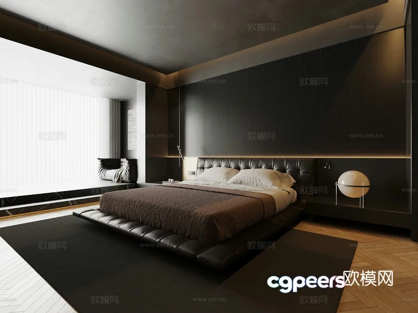 Modern bedroom Italian bedroom Double bed 3d model