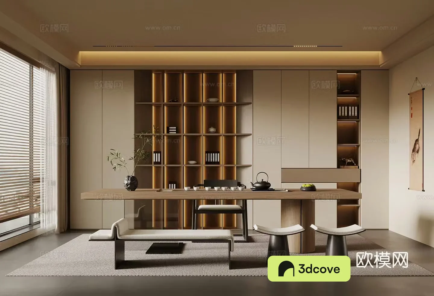 New Chinese-style tea room Song’s tea room Tea table Tea cabinet