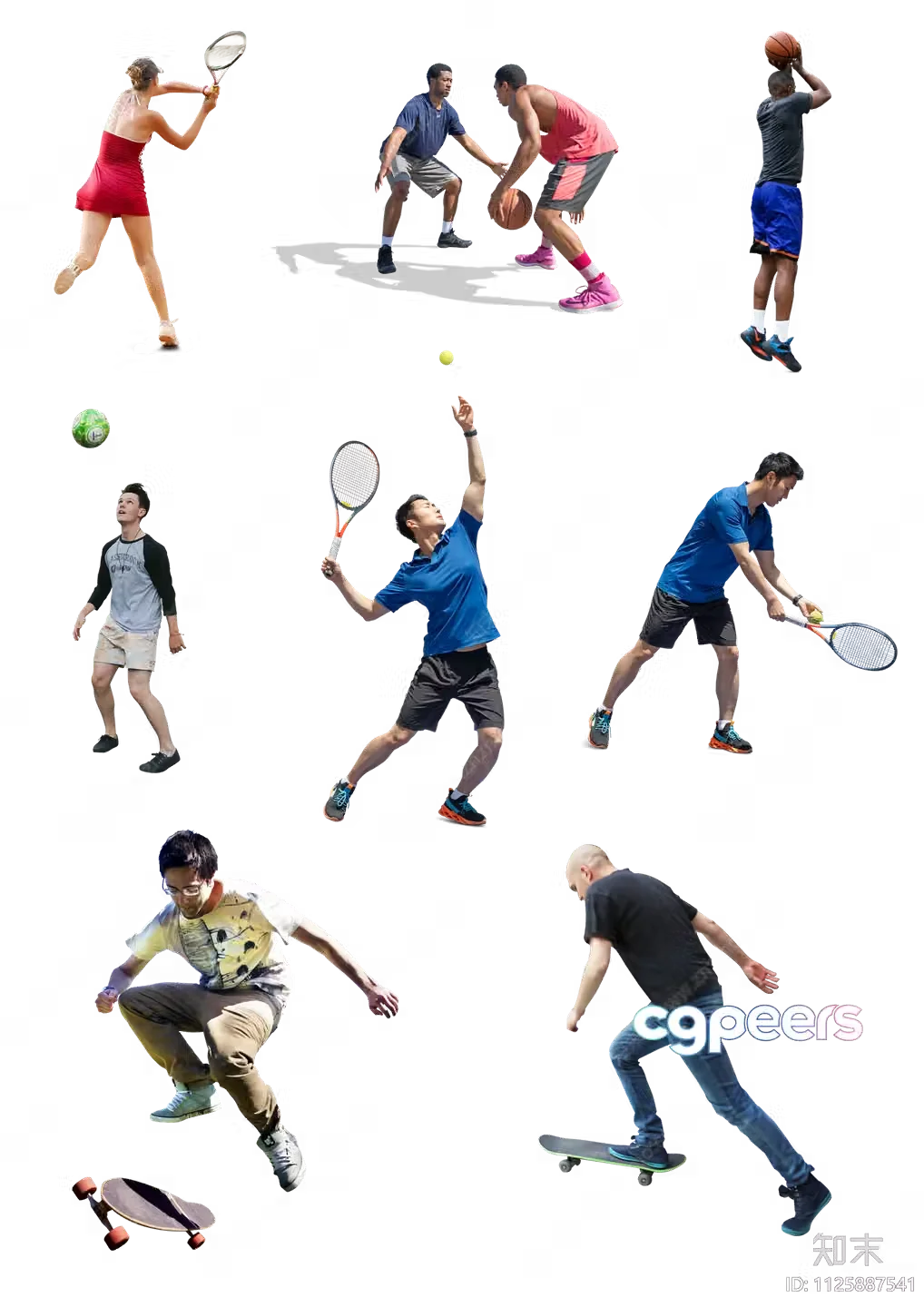 A Collage Of People Playing Sports 3D Model – 9671 – VRAY Render