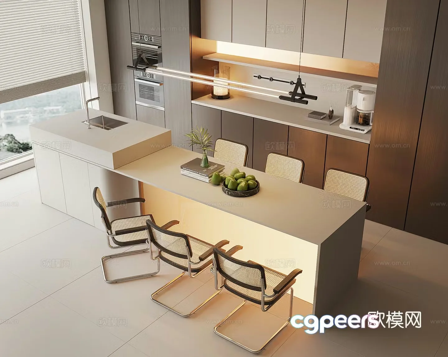 Modern water bar island 3d model