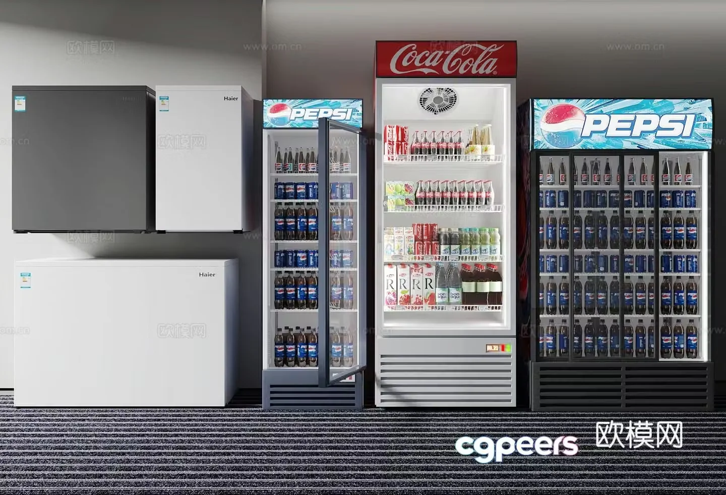 Commercial Freezer Beverage Cabinet Refrigerator 3D Model