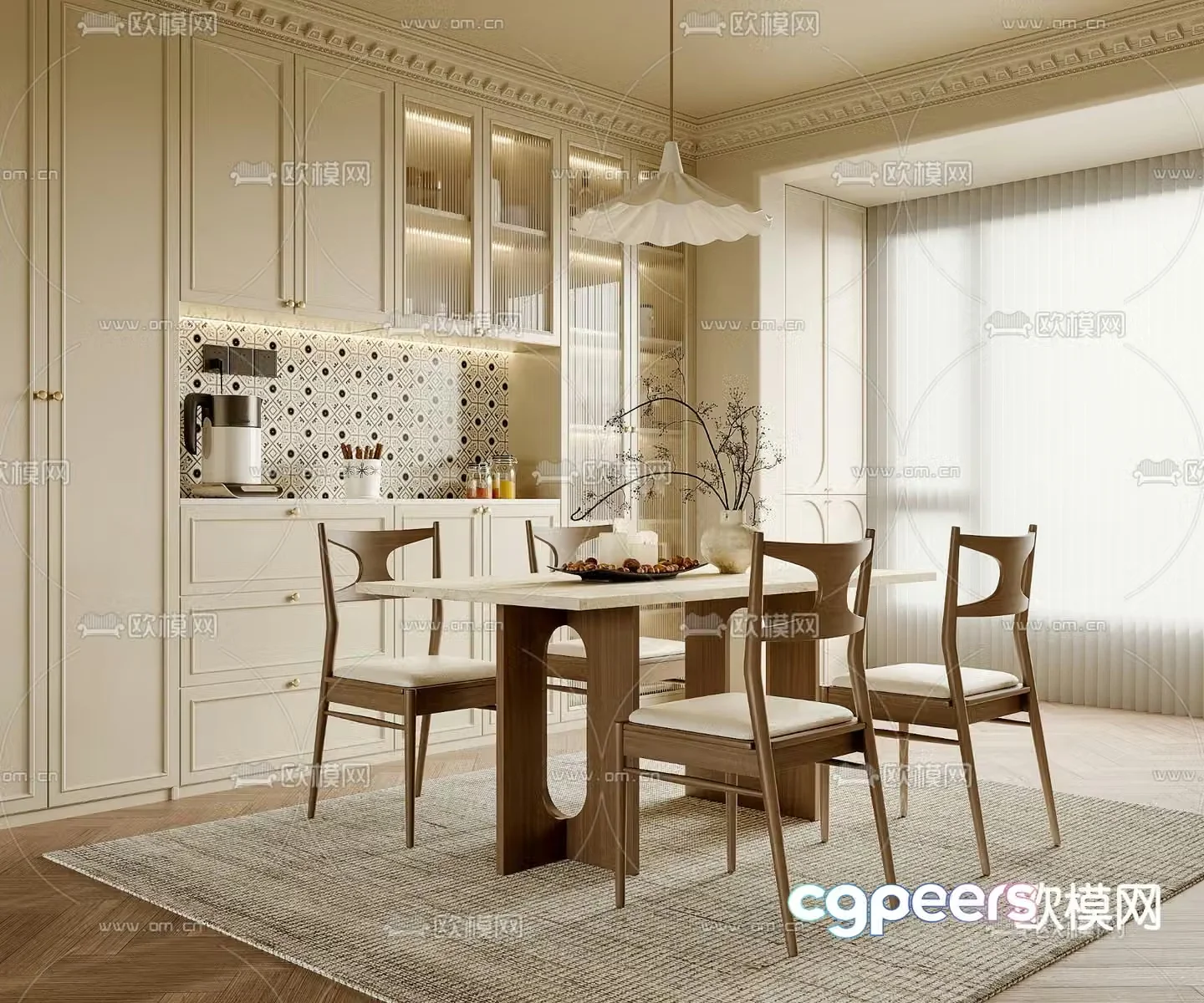 French restaurant creamy restaurant 3d model