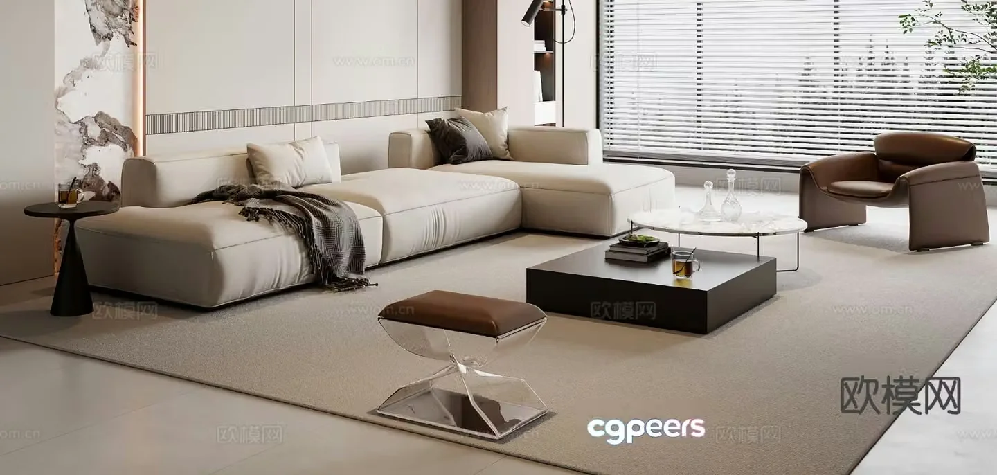 Modern sectional sofa 3d model