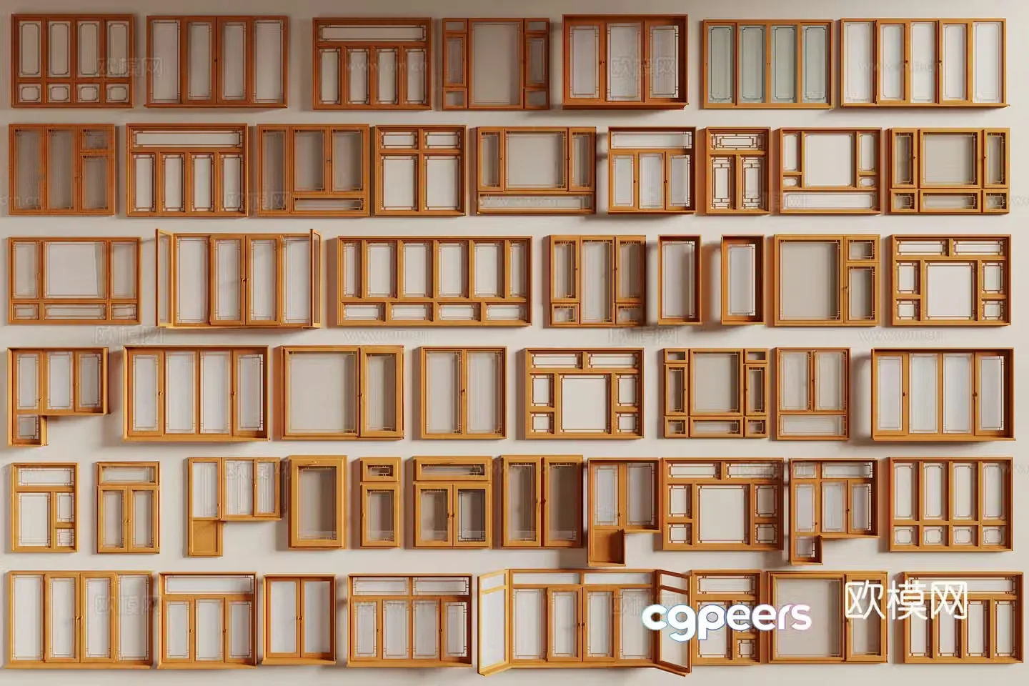 New Chinese style window casement window 3d model