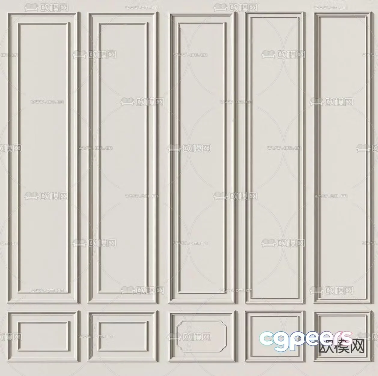 French wainscoting wall panel wall skirt 3d model