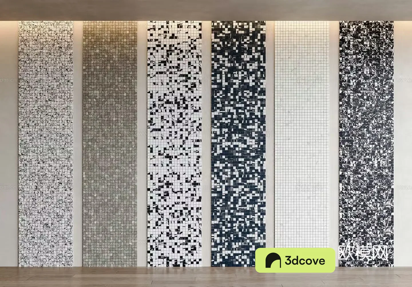Modern mosaic background wall mosaic tiles black and white mosaic tiles