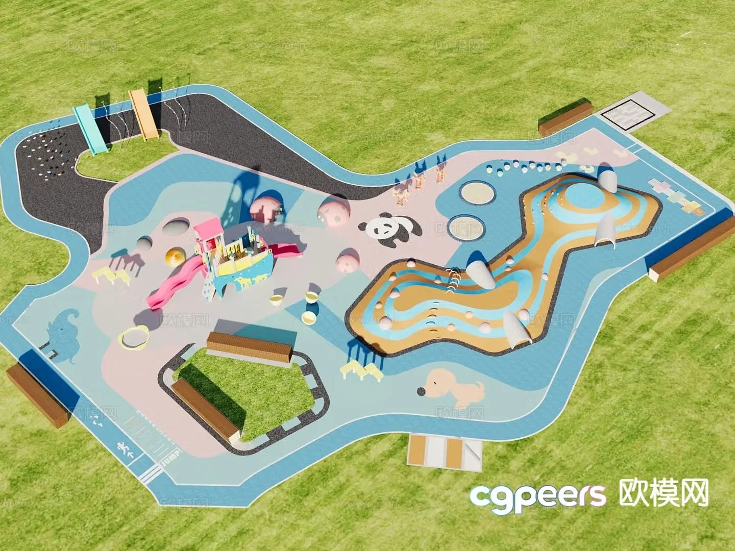 Children’s playground park landscape 3d model