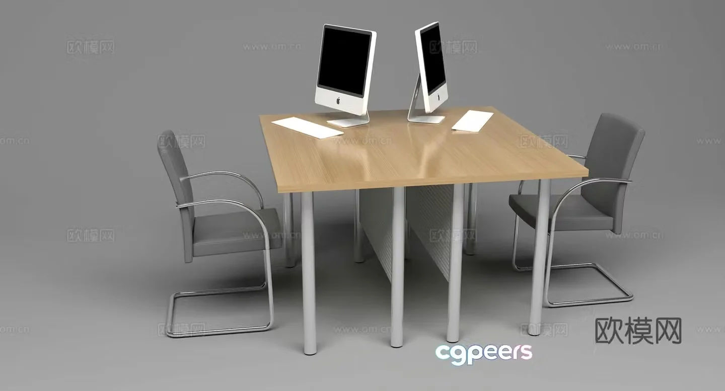 3d model of office desk and chair