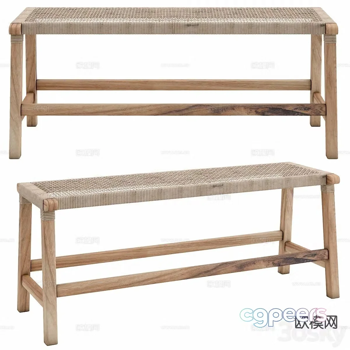 wabi-sabi stool bench wooden bench 3d model
