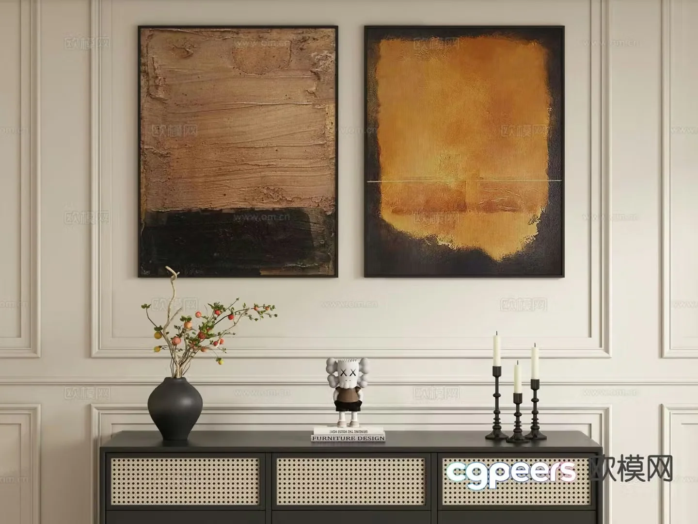 Medieval style art painting texture painting decorative painting 3d model