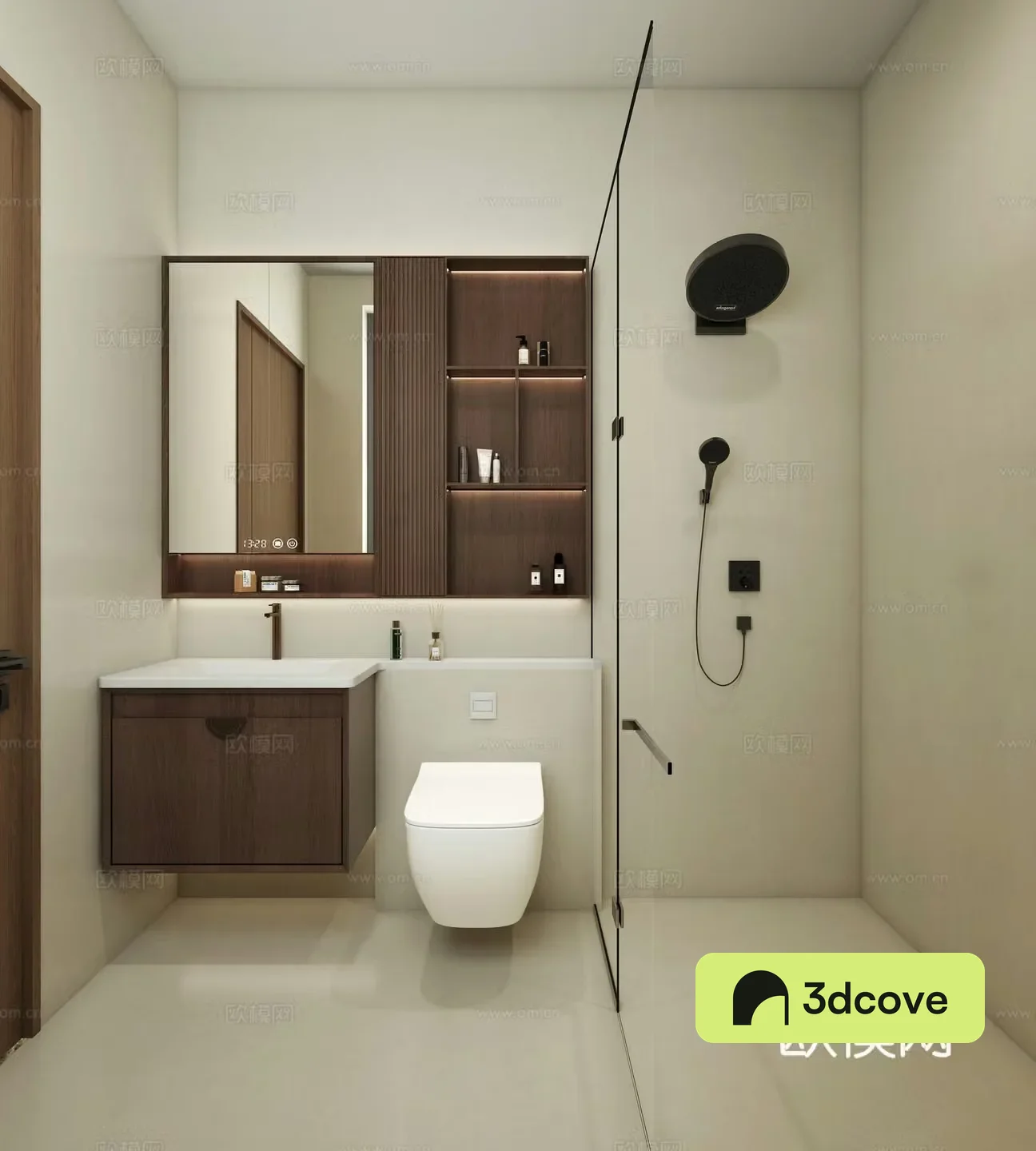New Chinese style bathroom Song’s aesthetic bathroom concealed shower bathroom cabinet wall-mounted toilet