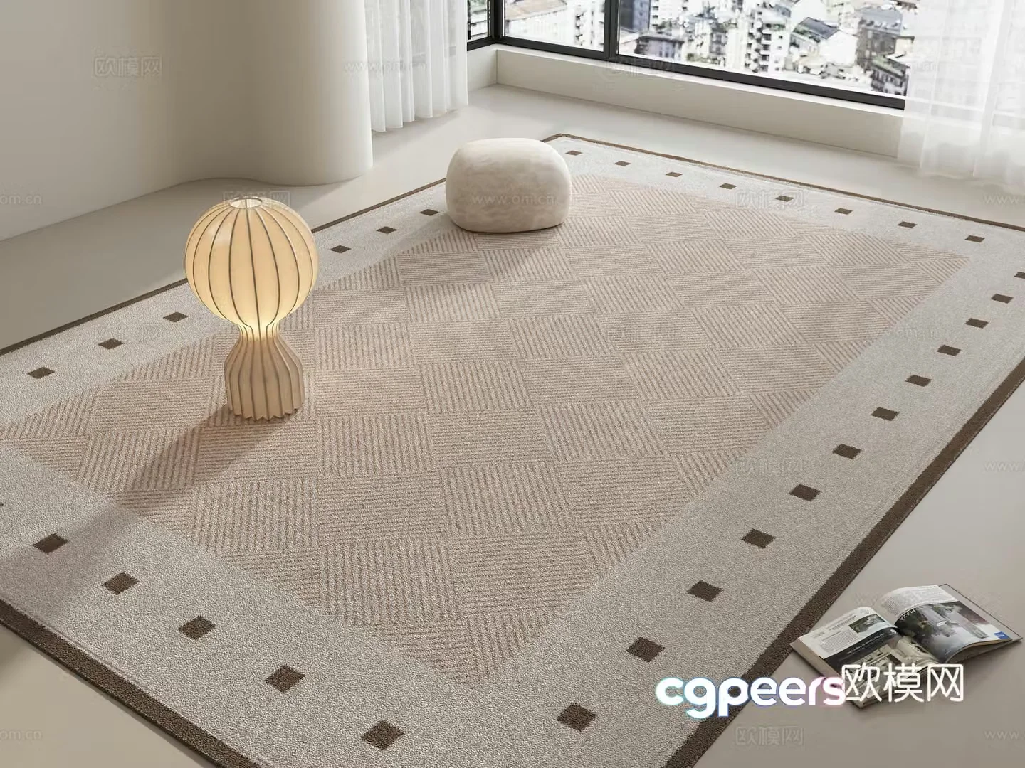 Carpet Medium style carpet Wasabi style carpet Cream style carpet Living room carpet Square carpet 3d model