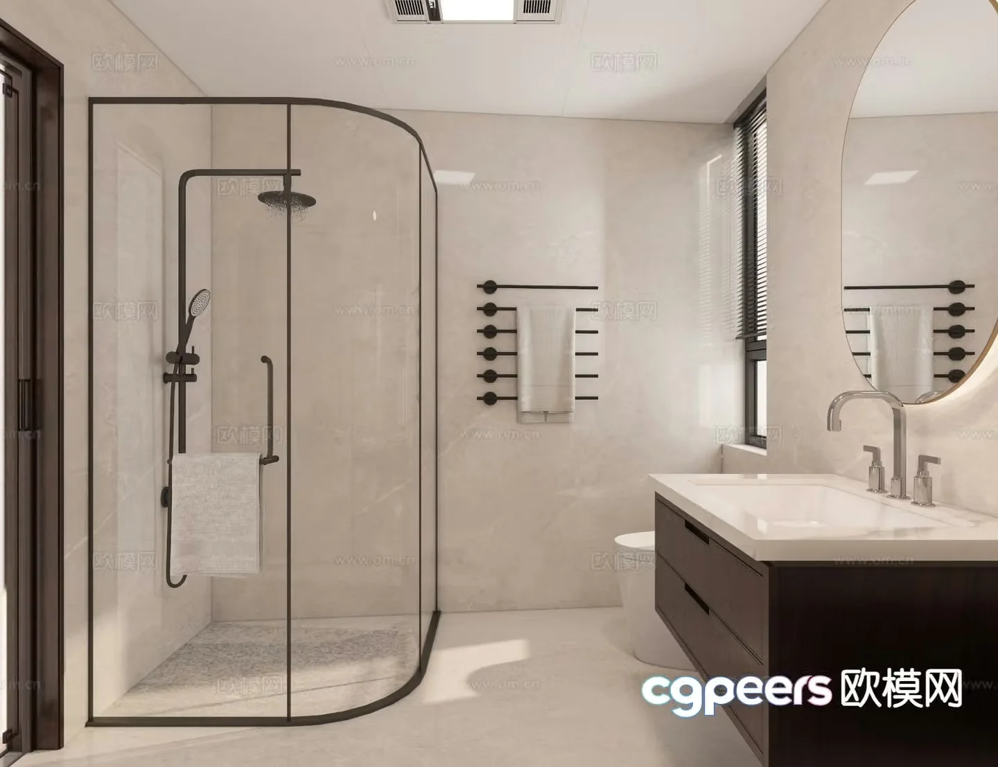 New Chinese style bathroom bathroom toilet 3d model