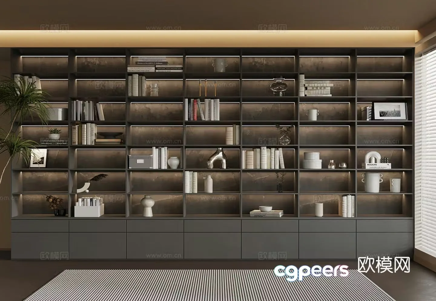 Modern bookcase 3d model