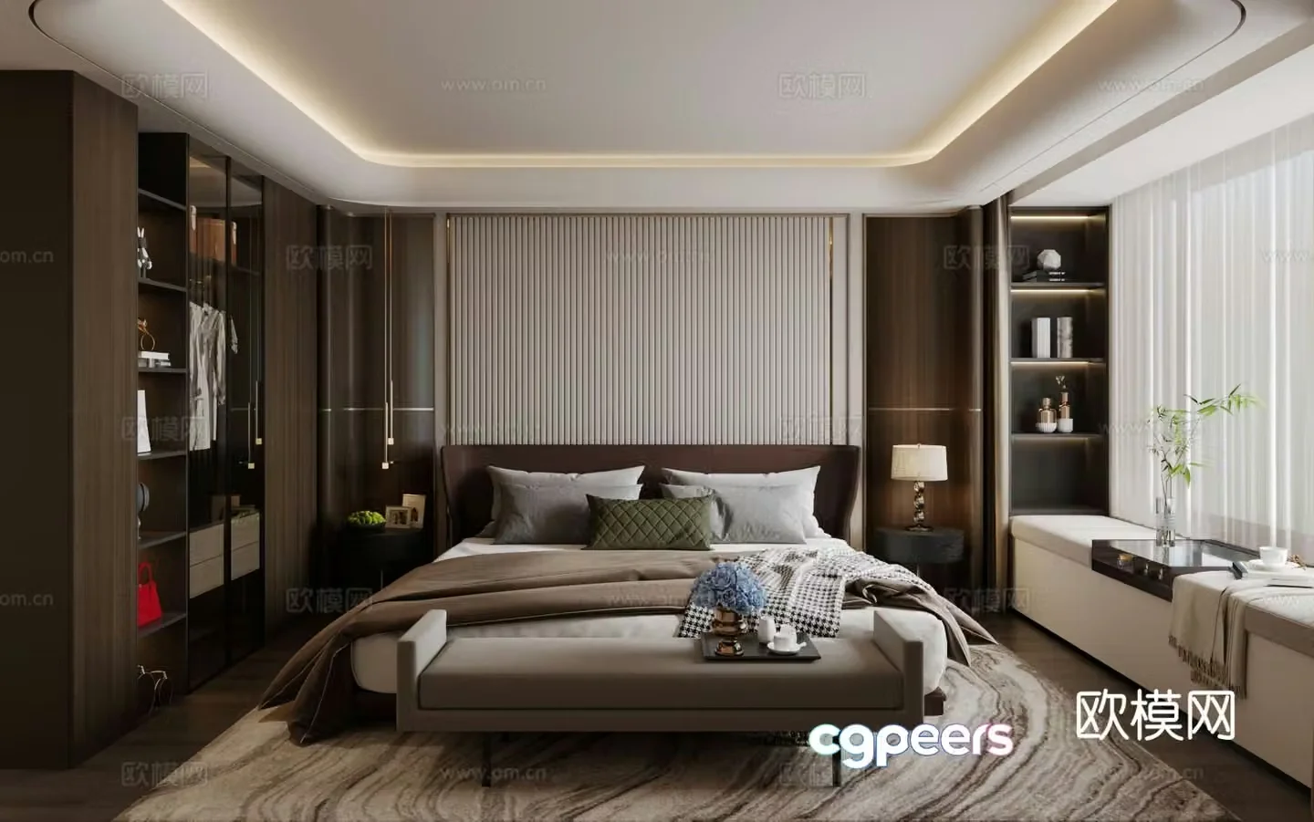 Modern Italian home bedroom Light luxury Italian bedroom Superior gray bedroom Bedroom without owner light 3d model 3d model