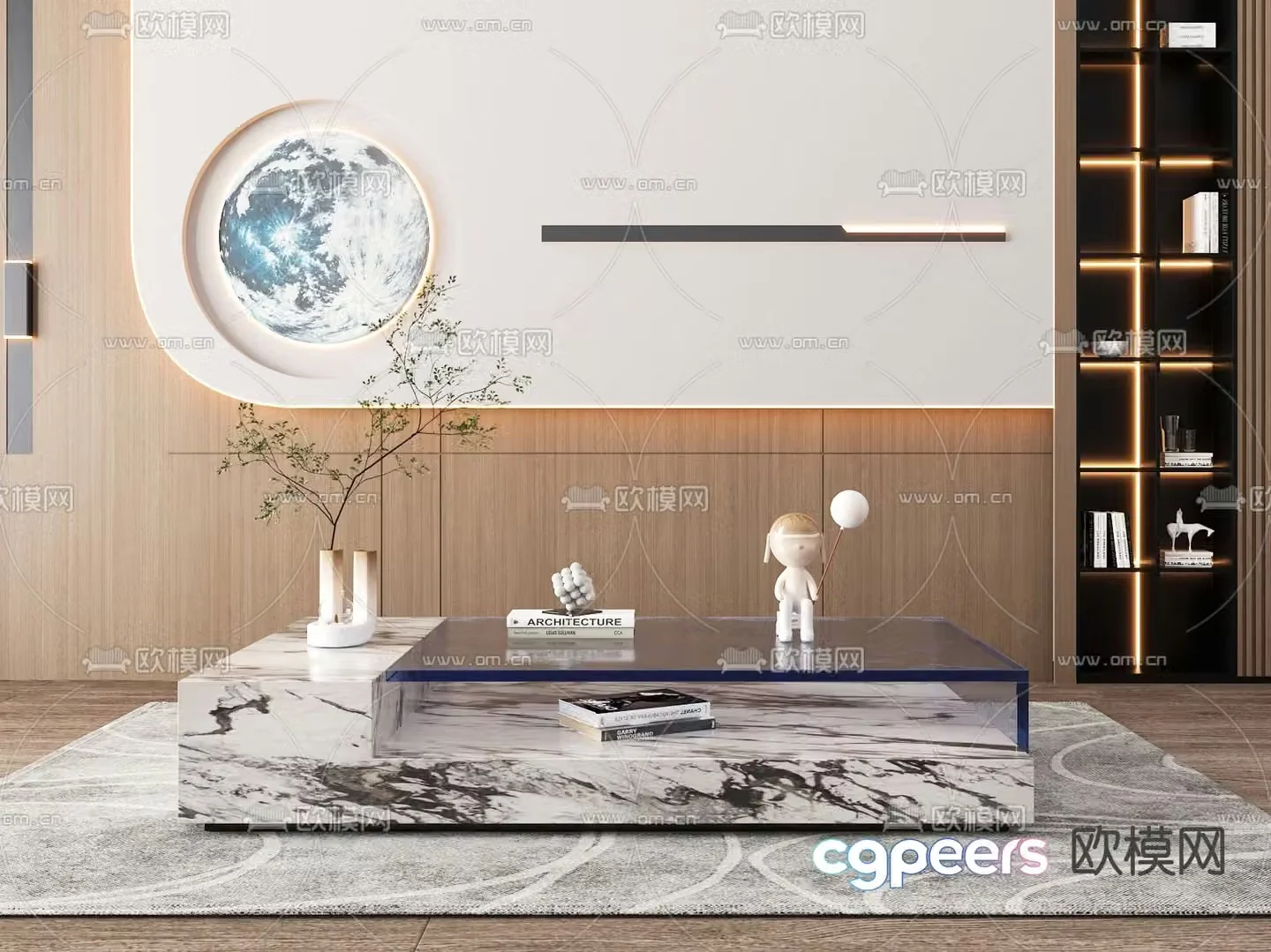 Minotti modern marble coffee table 3d model