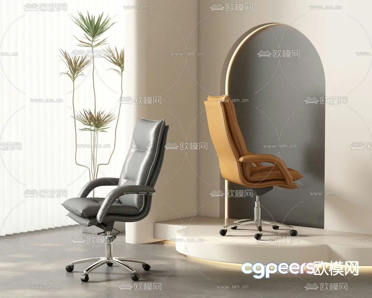 Leather office chair shift chair staff chair 3d model