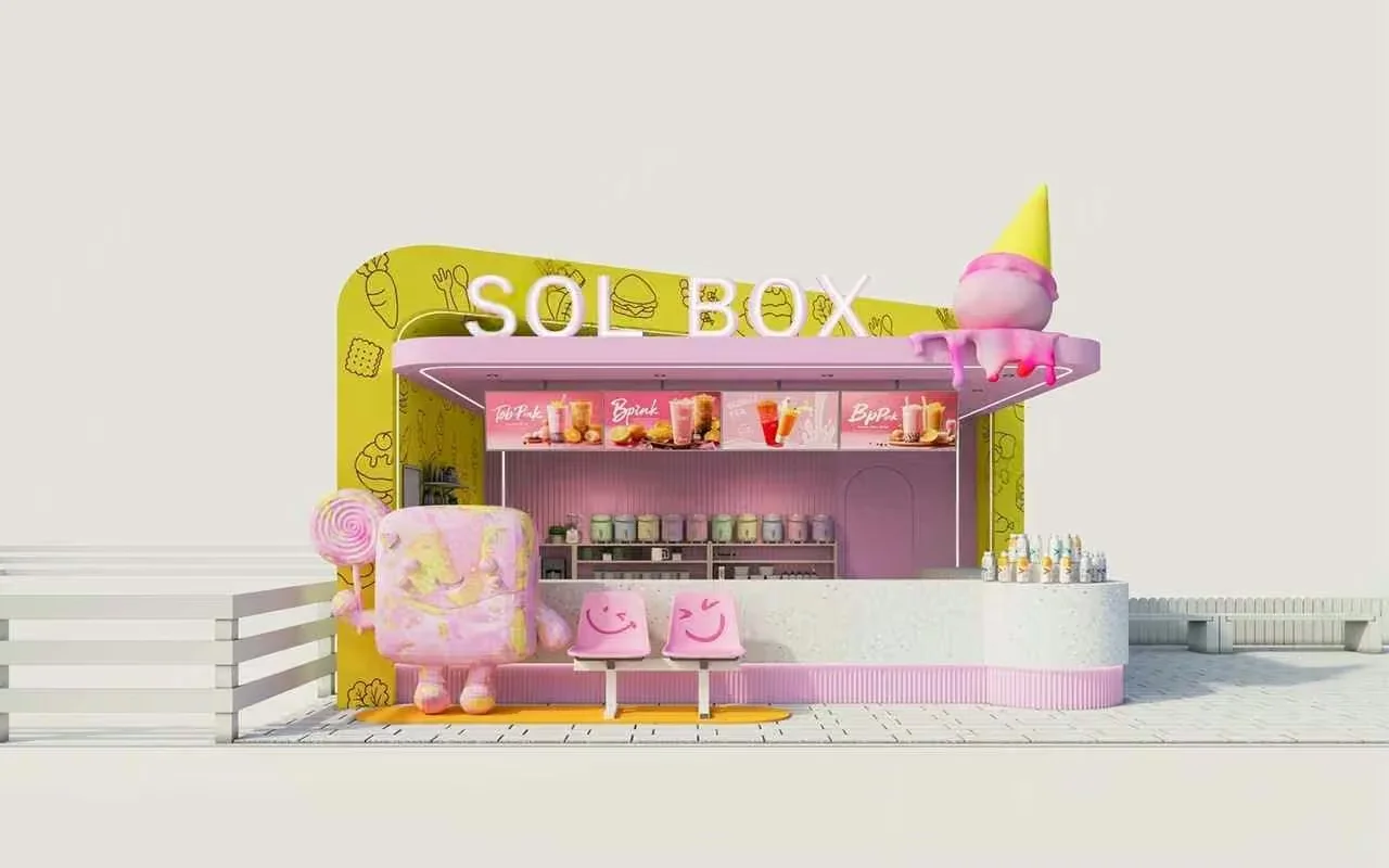 A Pink And White Ice Cream Stand 3D Model – 17505 – CORONA Render