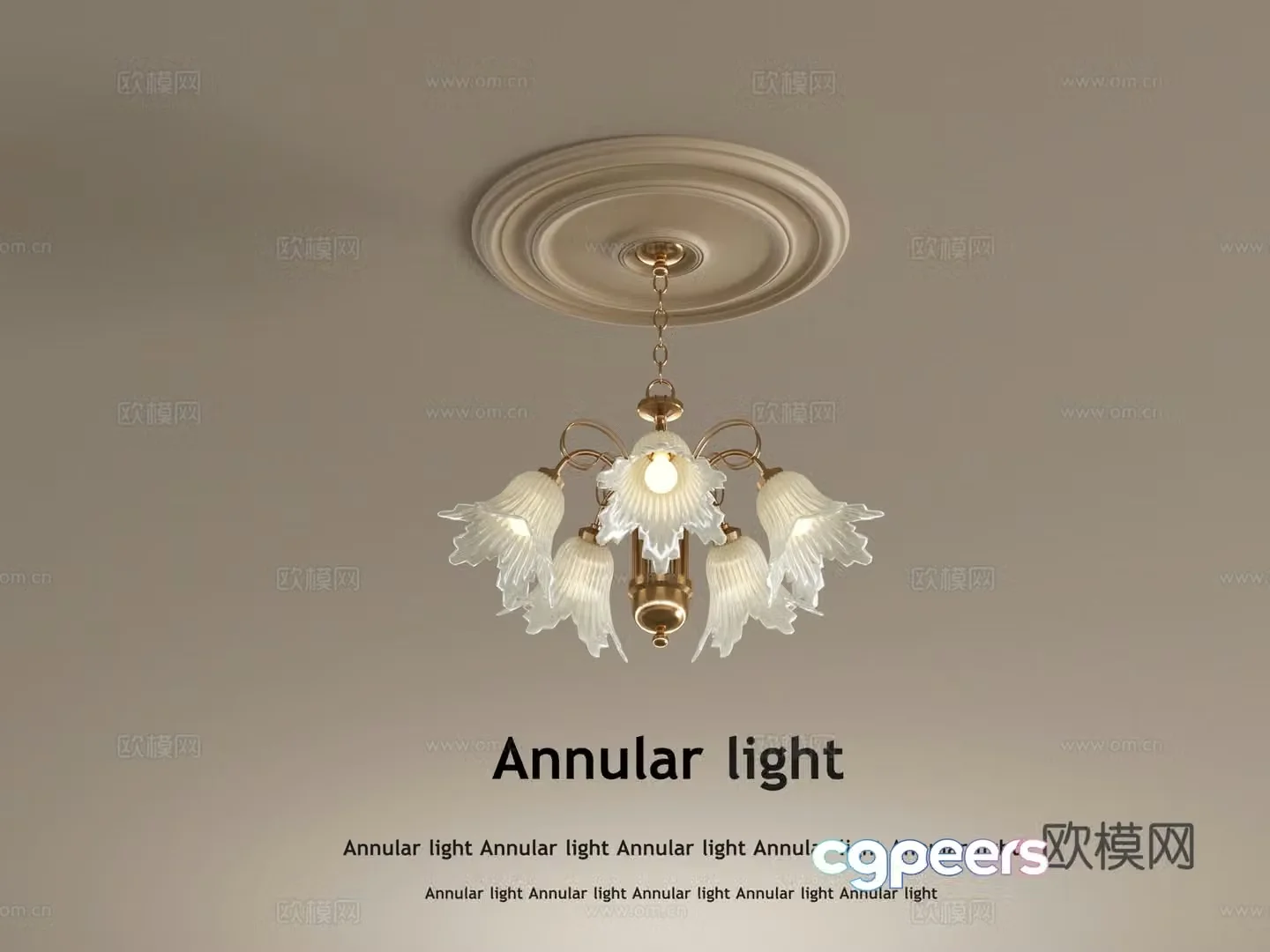 French Creamy Chandelier Multi-head Chandelier 3D Model