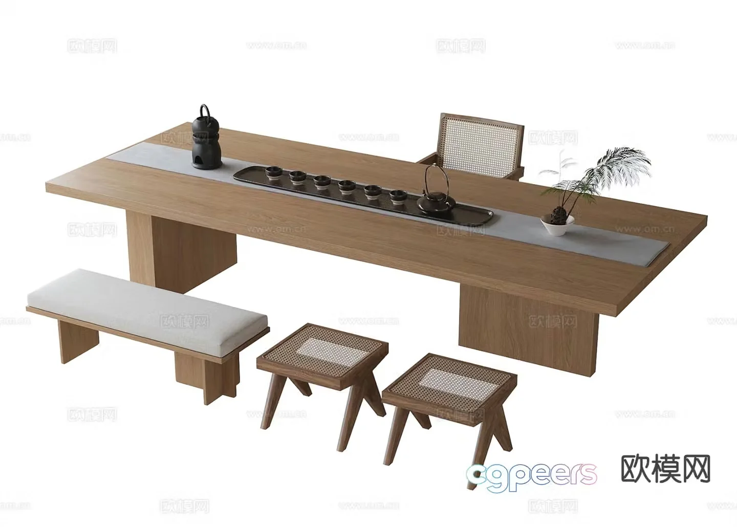 Modern tea table and chairs tea table 3d model