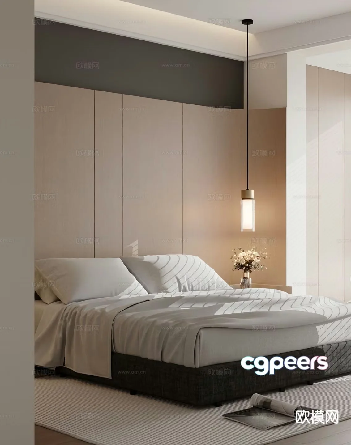 Modern double bed 3d model