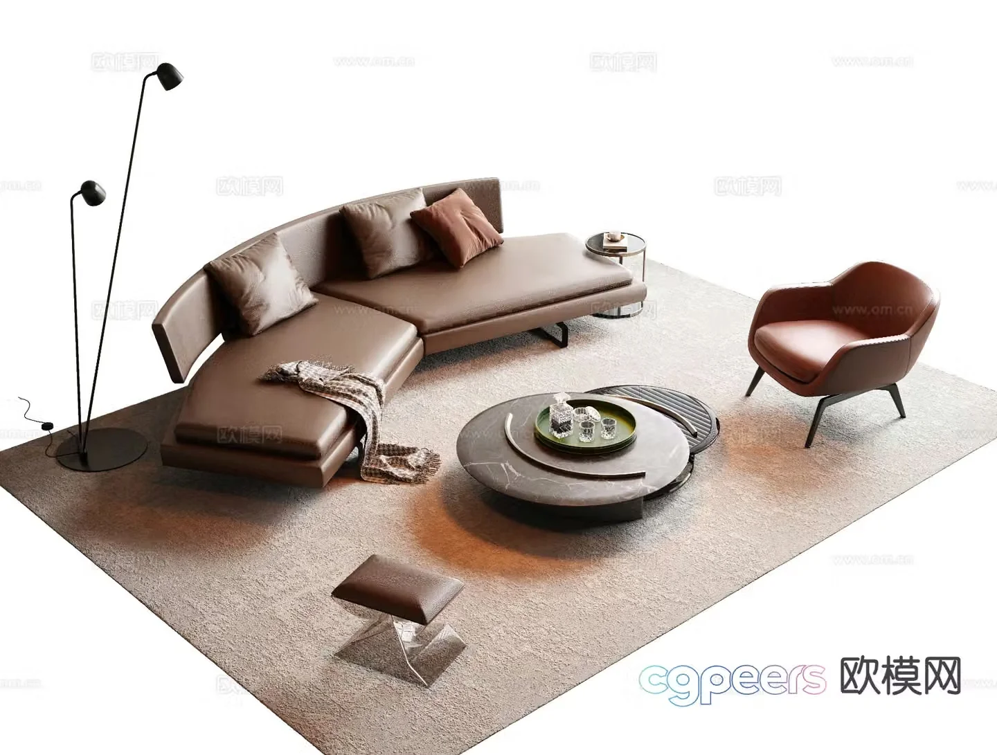 Italian sectional sofa 3d model