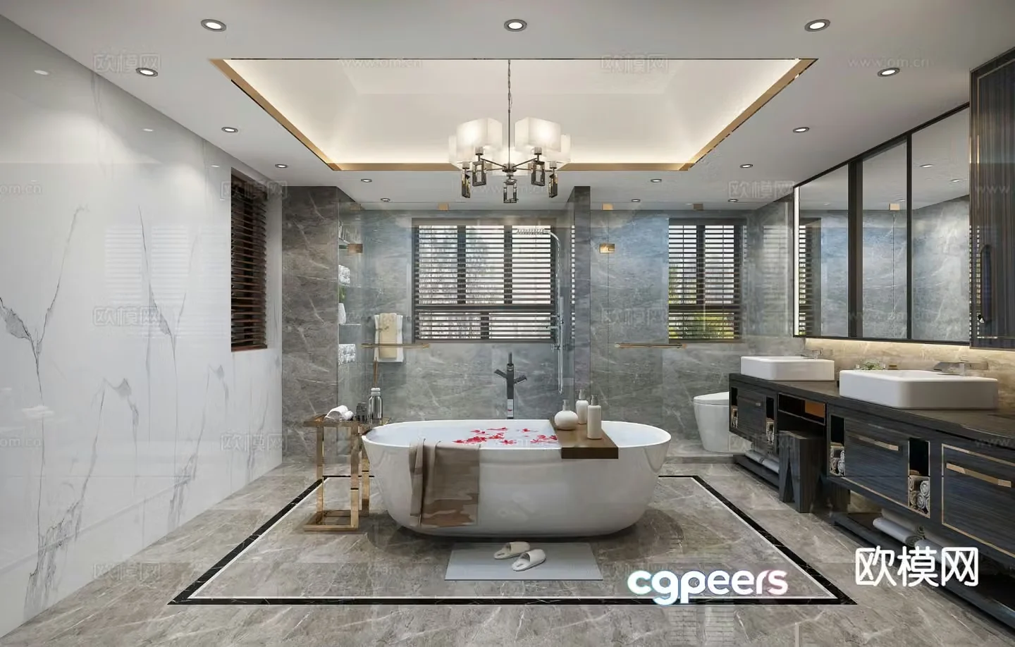 New Chinese style bathroom bathroom toilet 3d model