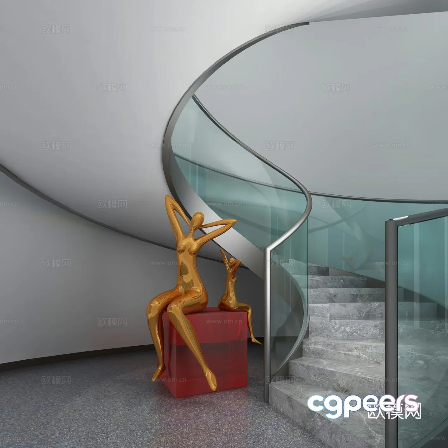 Modern spiral staircase 3d model