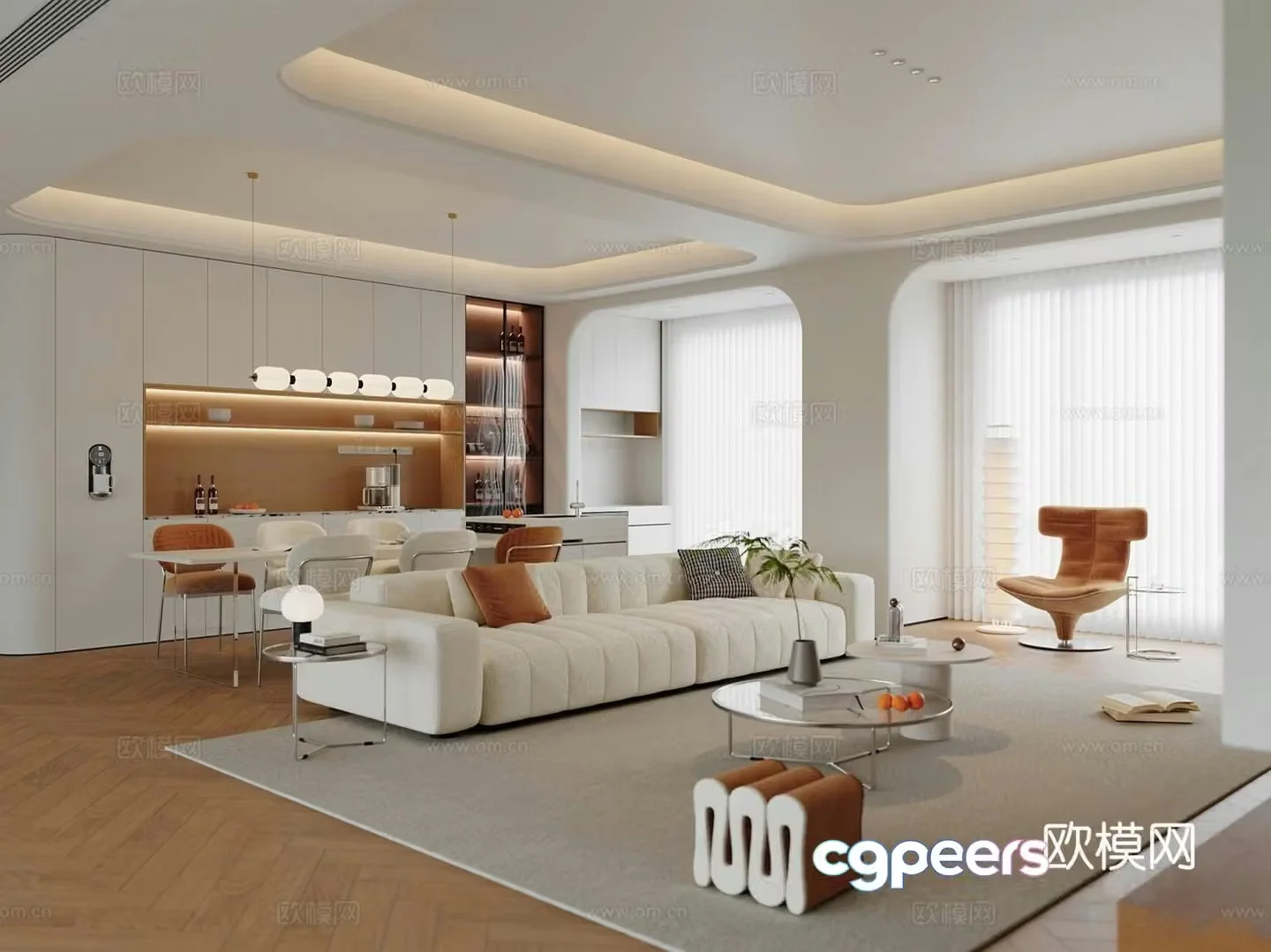 Cream Wabi Living Restaurant 3D Model