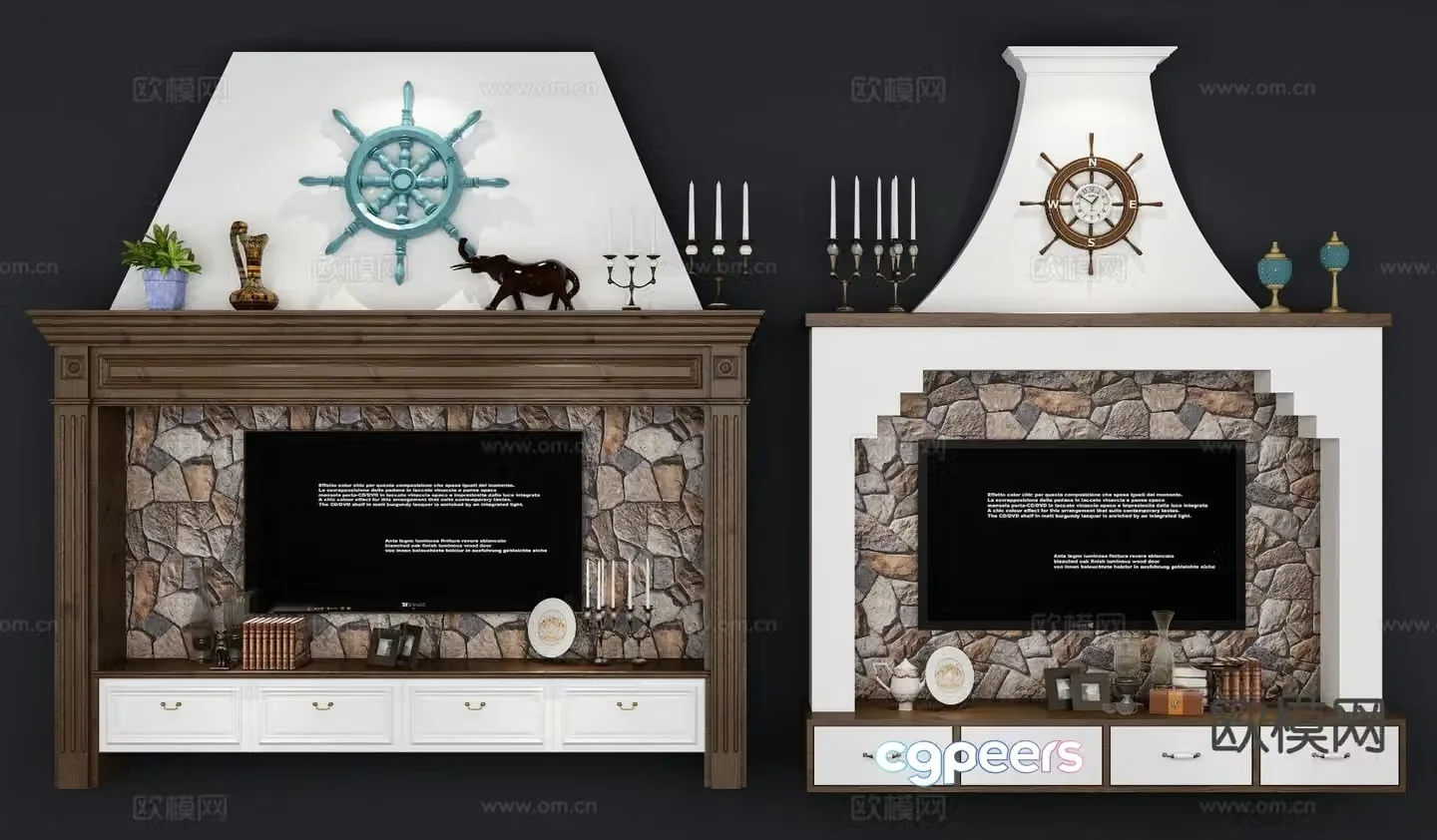 American TV cabinet 3d model