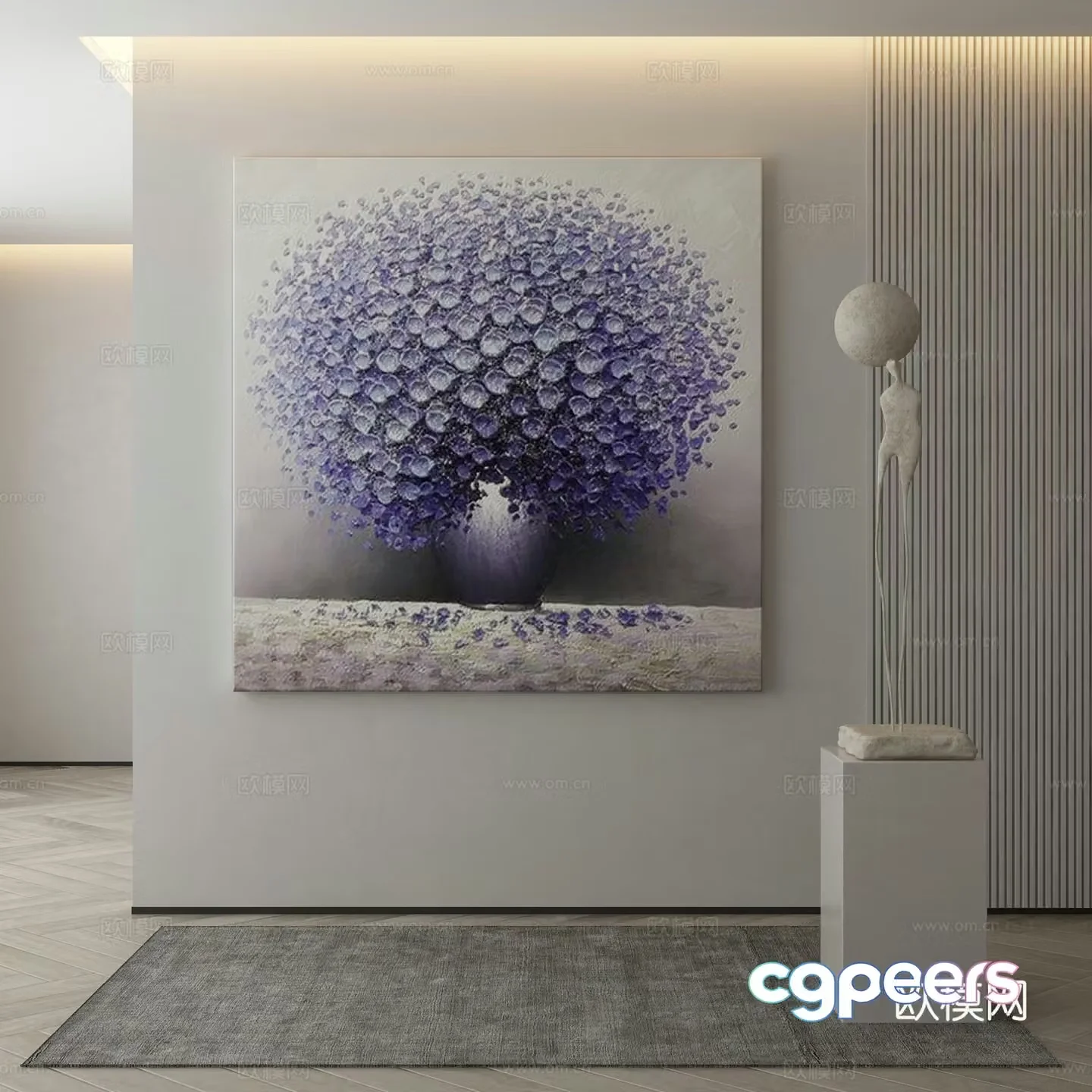Modern decorative painting flower oil painting 3d model