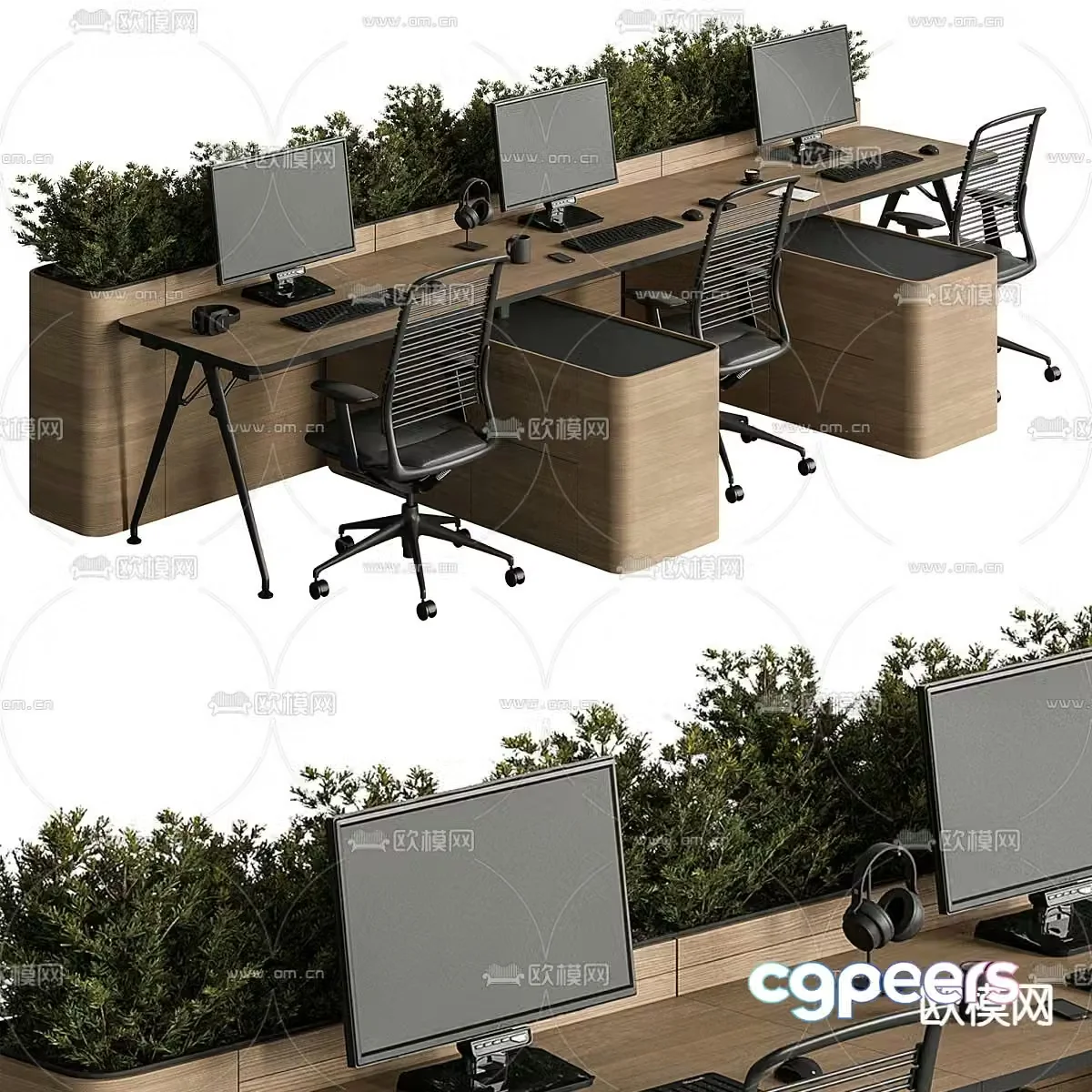 Office desk and chair position work station card position 3d model
