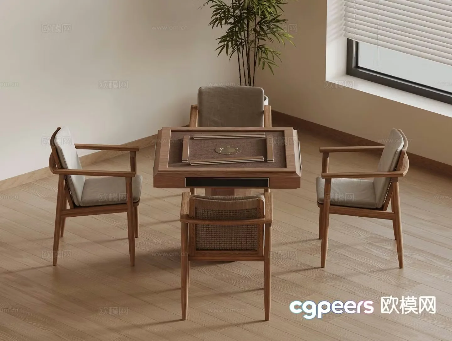 New Chinese chess and card room mahjong table 3D model