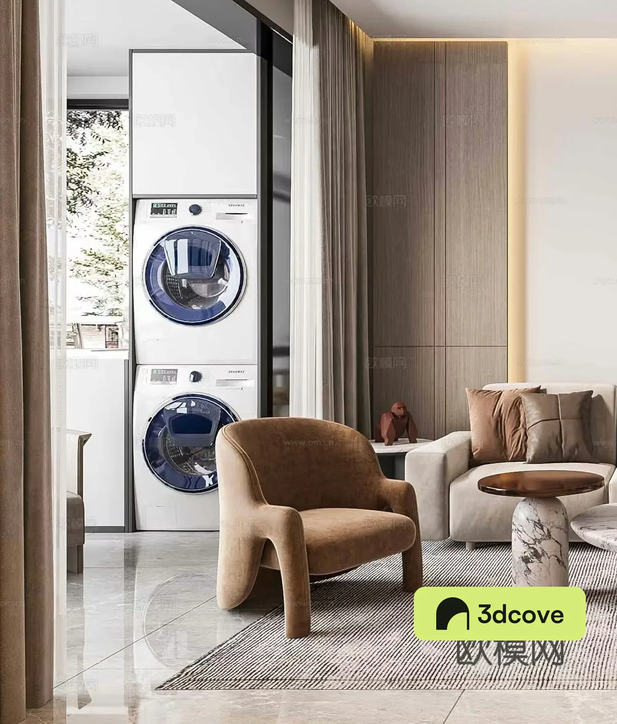 Modern leisure chair Light luxury leisure chair Simple leisure chair Side table corner table Washing machine