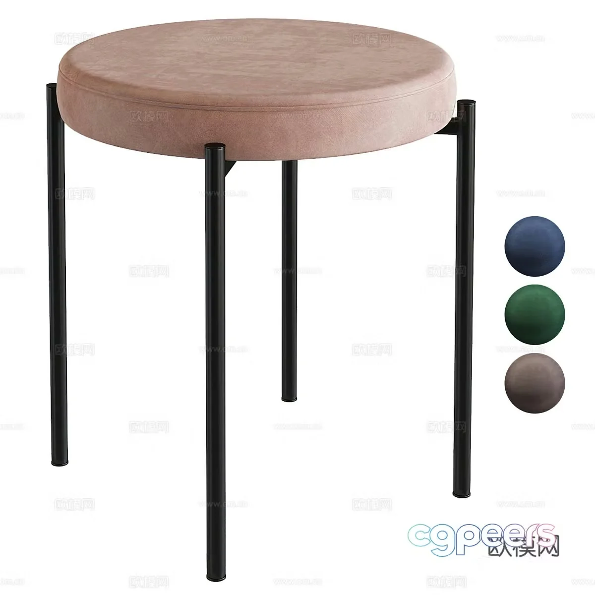 Modern minimalist fabric stool 3d model