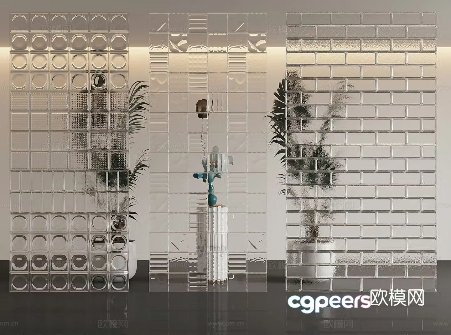 Modern glass partition screen Changhong glass 3d model