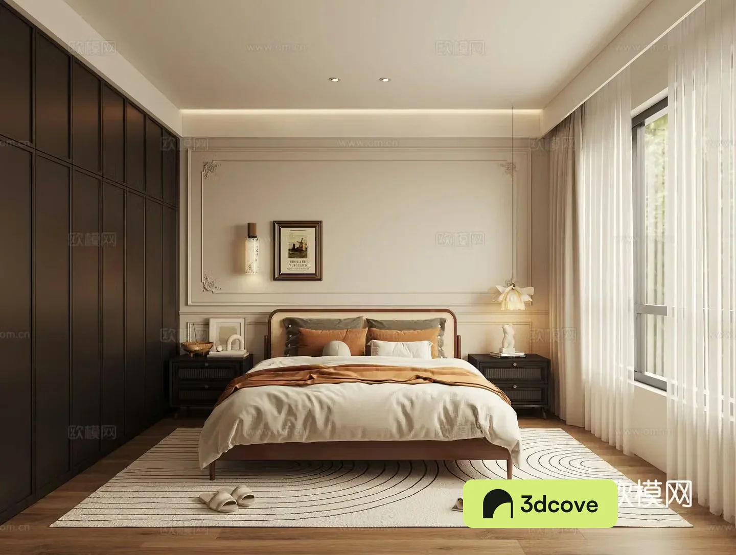 French style old-fashioned bedroom master bedroom second bedroom double bed