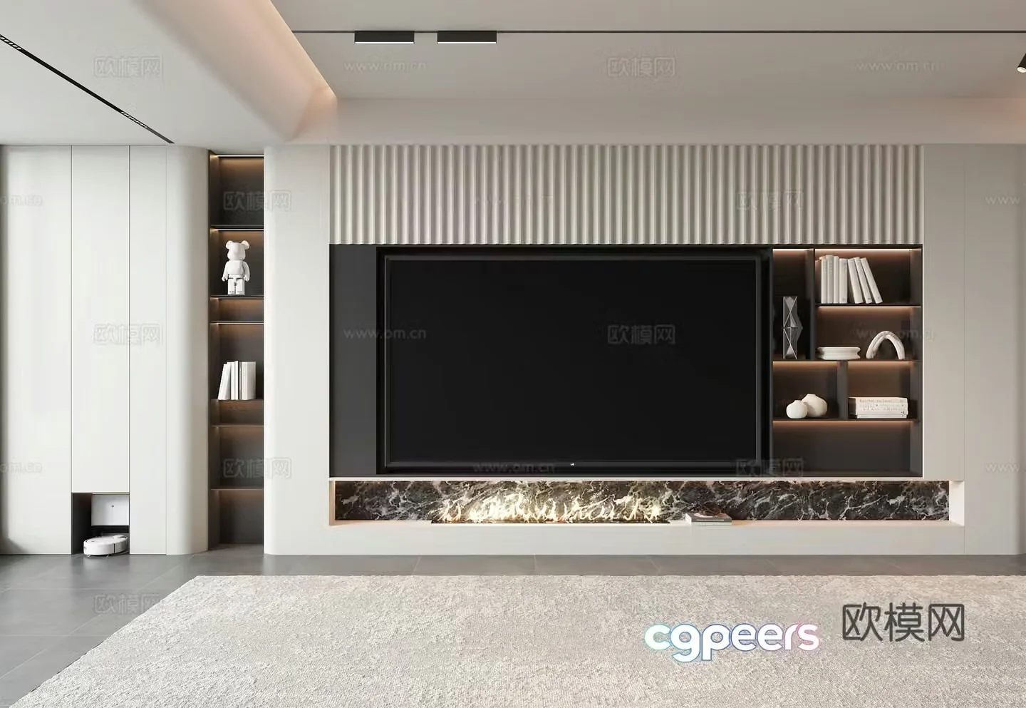 Modern TV background wall 3d model