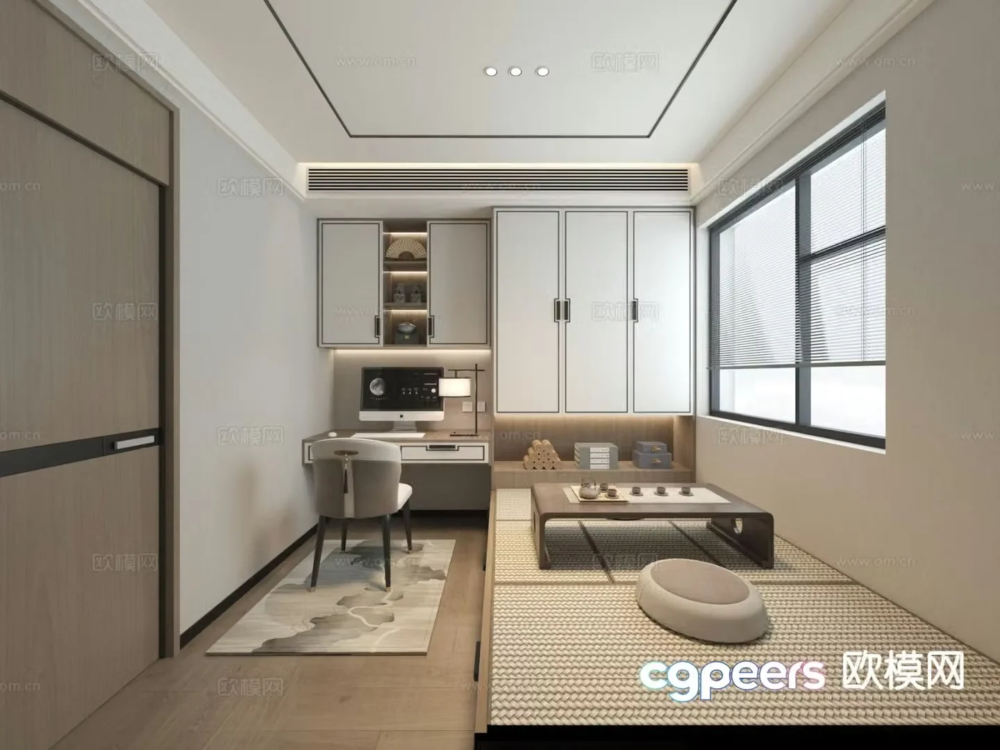 New Chinese style tatami bedroom 3d model