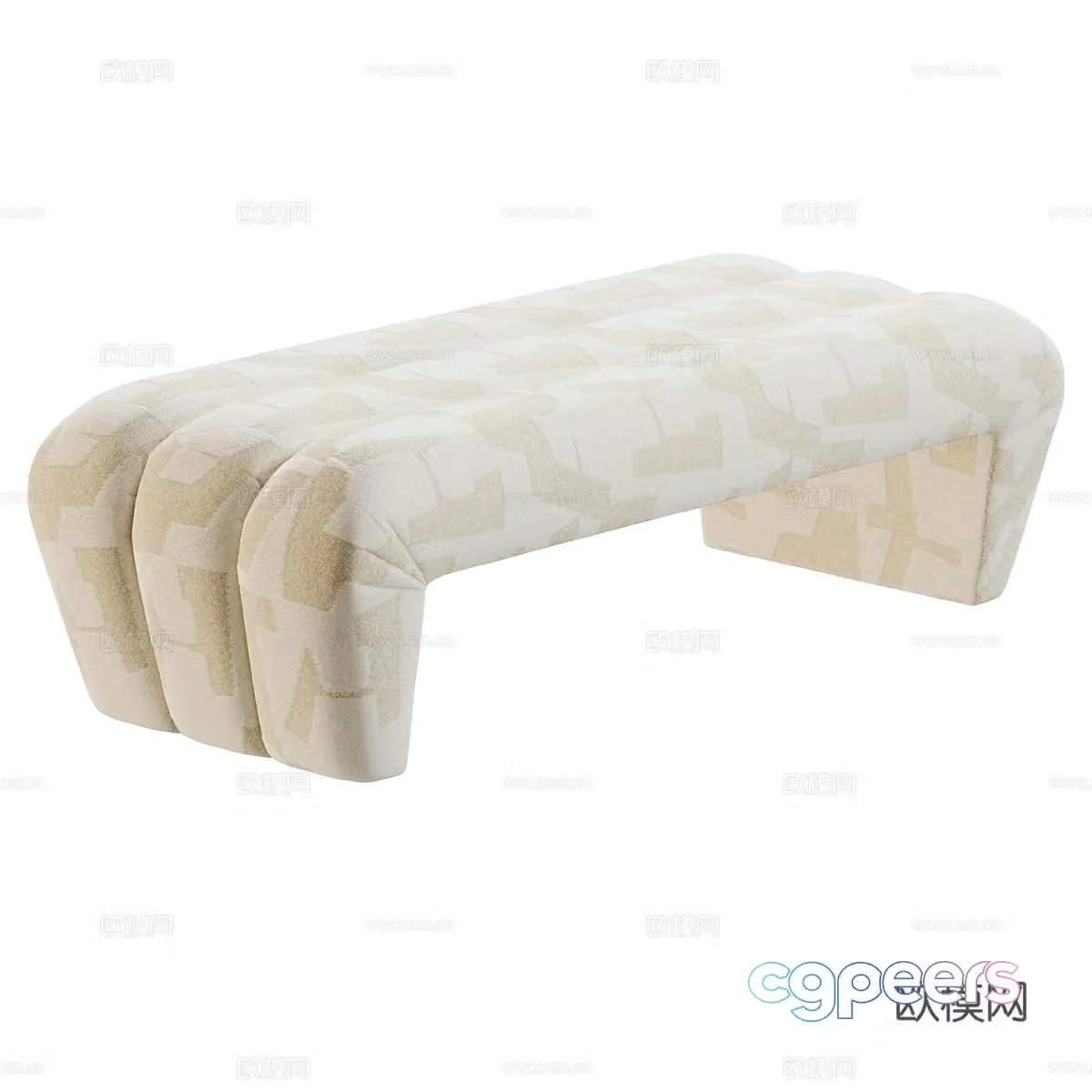 Creamy style sofa stool bed end stool fabric sofa stool fabric bench creative bench milky white 3D model