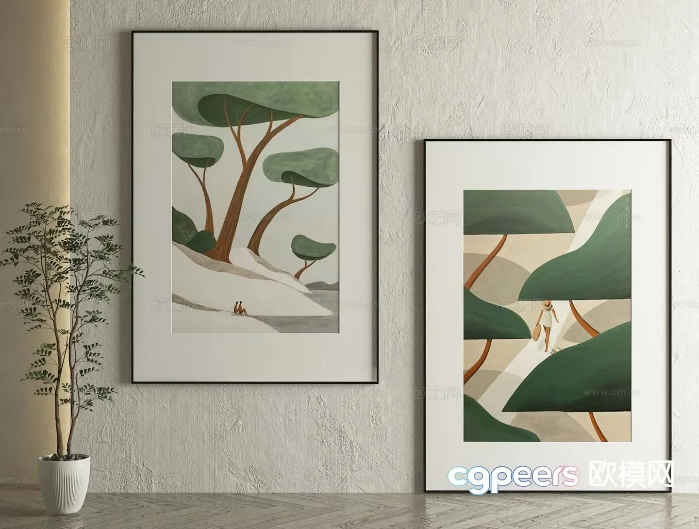 Nordic decorative painting abstract hanging painting 3d model